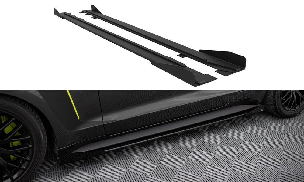 Street Pro Street+ Seitenschweller Leisten + Flaps passend für Ford Mustang GT Mk6  schwarz Hochglanz – Ansicht 2