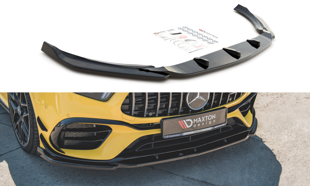 Street+ Spoilerlippe Front Ansatz V.2 passend für Mercedes-AMG A 45 S Aero Pack W177 schwarz Hochglanz – Ansicht 2