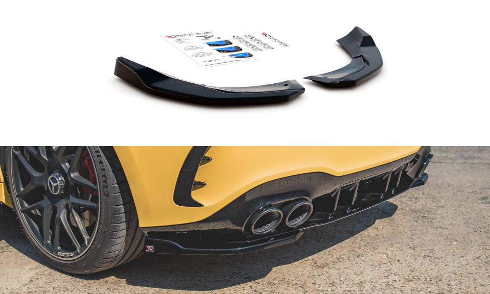 Heck Ansatz Flaps Diffusor passend für Mercedes-AMG A 45 S Aero Pack W177 schwarz Hochglanz – Ansicht 2