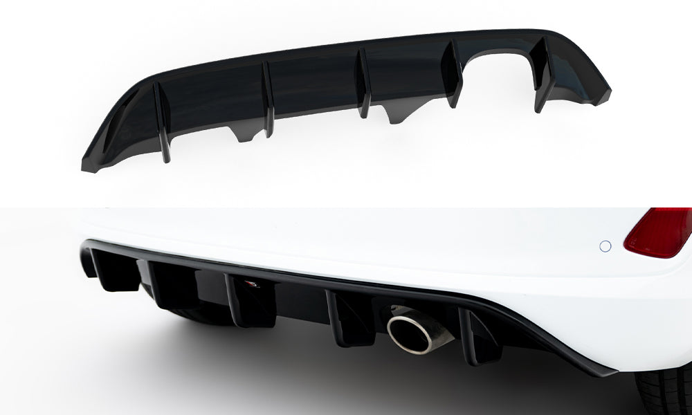 Diffusor Heck Ansatz passend für Ford Fiesta Mk8 ST-Line schwarz Hochglanz – Ansicht 2