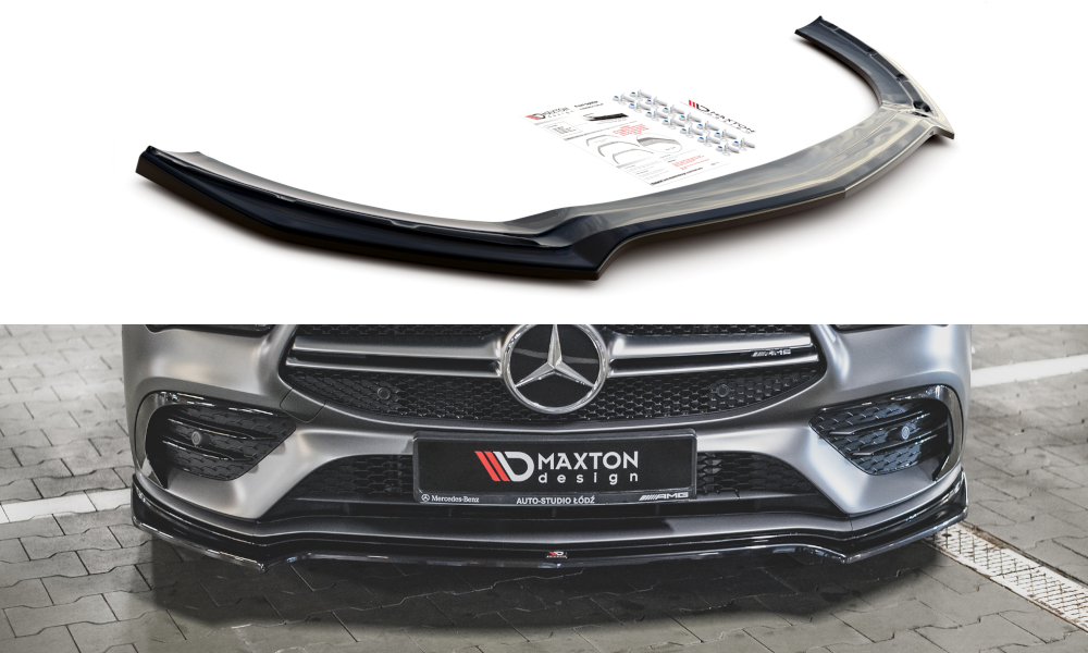Street+ Spoilerlippe Front Ansatz V.1 passend für Mercedes-AMG CLA 35 Aero C118 schwarz Hochglanz – Ansicht 2
