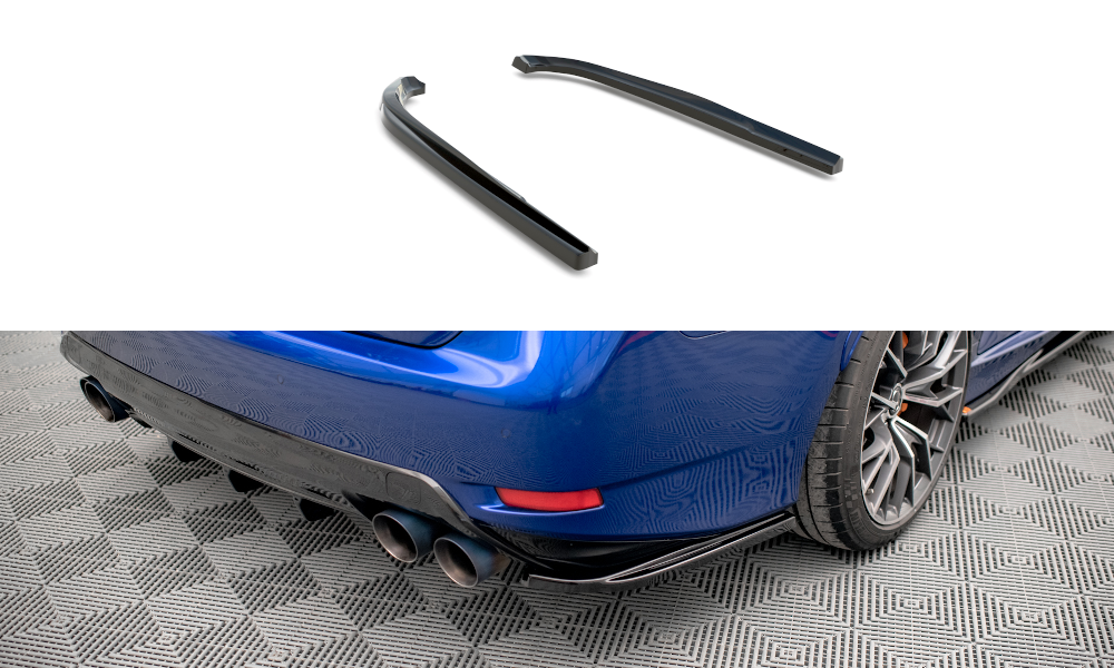 Heck Ansatz Flaps Diffusor passend für Lexus GS F Mk4 Facelift schwarz Hochglanz – Ansicht 2