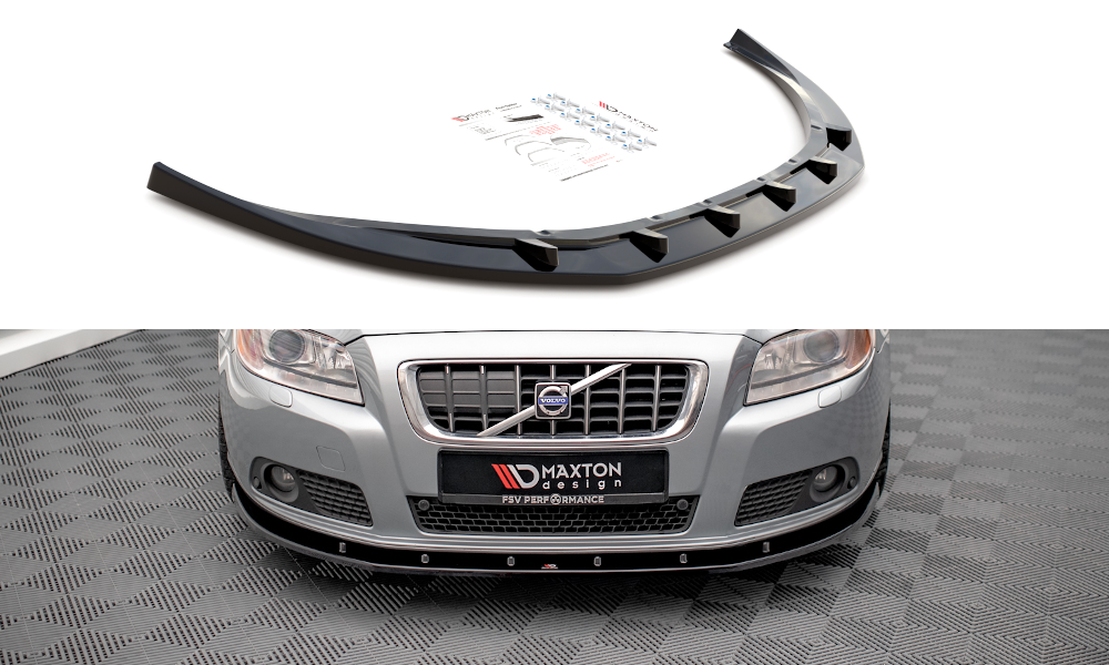 Street+ Spoilerlippe Front Ansatz V.1 passend für Volvo V70 Mk3 schwarz Hochglanz – Ansicht 2