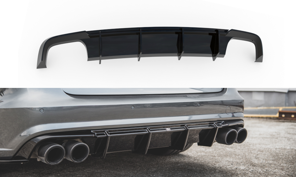 Diffusor Heck Ansatz V.1 passend für Audi S6 C7 Facelift schwarz Hochglanz – Ansicht 2