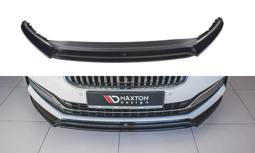 Street+ Spoilerlippe Front Ansatz V.3 passend für Skoda Superb Liftback / Combi Mk3 Facelift schwarz Hochglanz – Ansicht 2