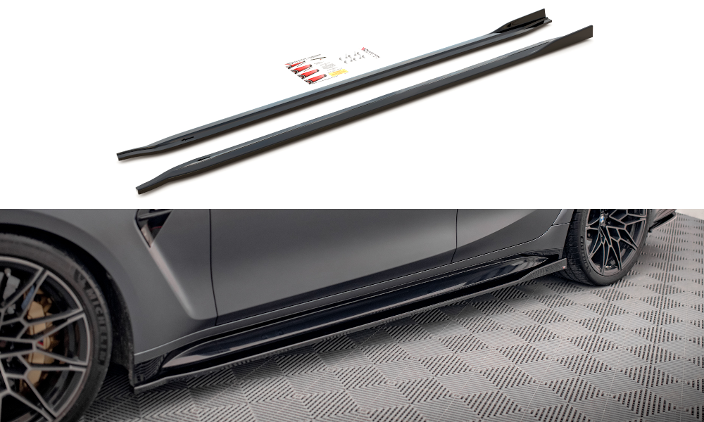 Street+ Seitenschweller Leisten V.2 passend für BMW M3 Limousine / Touring G80 / G81 schwarz Hochglanz – Ansicht 2