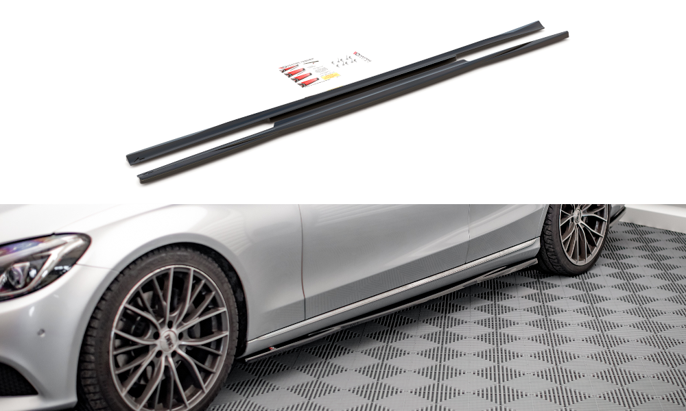 Street+ Seitenschweller Leisten passend für Mercedes-Benz C W205 schwarz Hochglanz – Ansicht 2