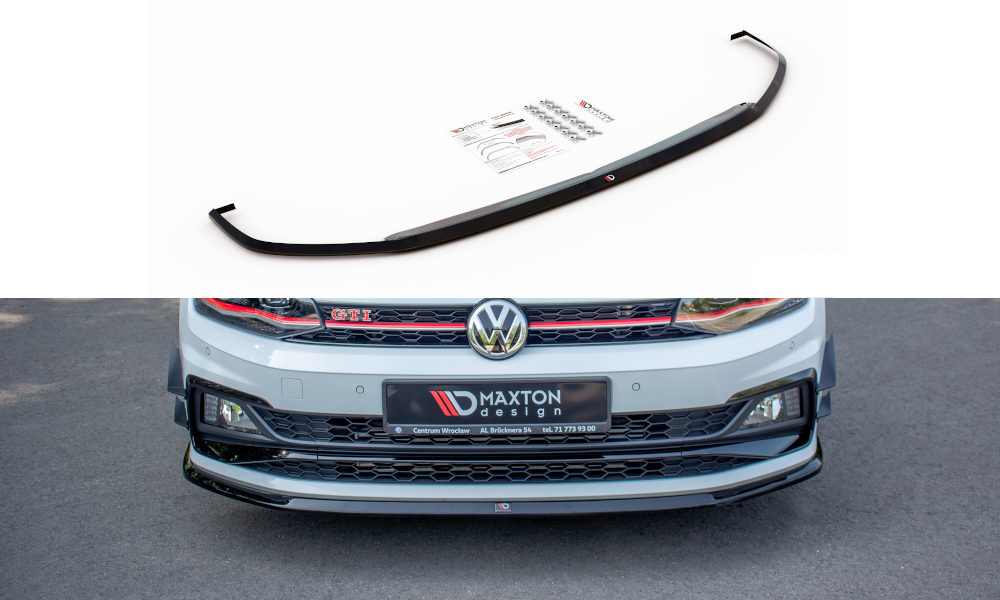 Street+ Spoilerlippe Front Ansatz V.3 passend für VW Polo GTI / R-line Mk6 schwarz Hochglanz – Ansicht 2