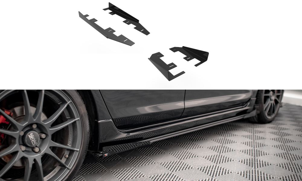 Seitenschweller Flaps passend für Mazda 3 MPS Mk1 schwarz Hochglanz – Ansicht 2