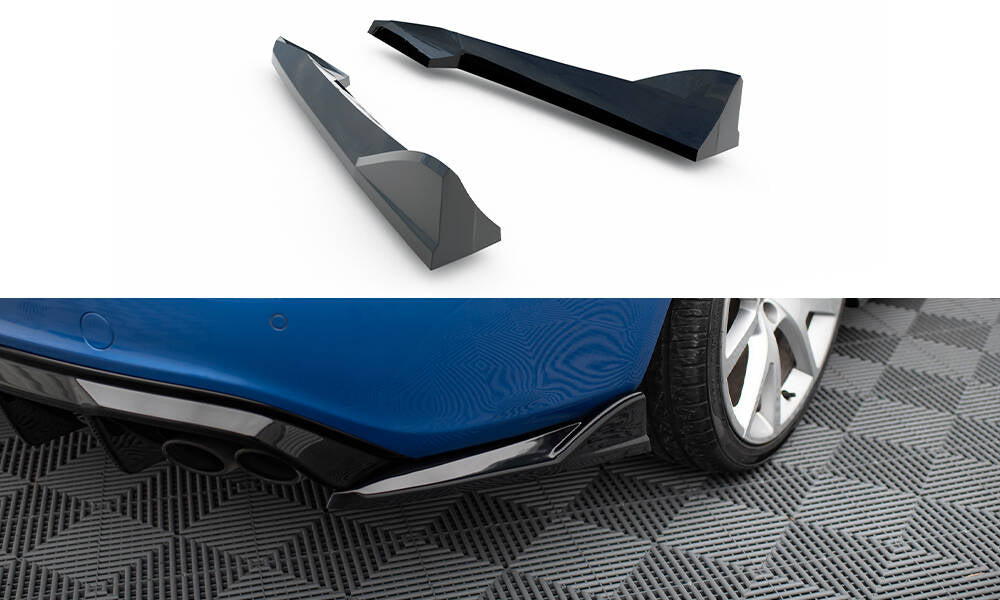 Heck Ansatz Flaps Diffusor V.2 passend für Audi S4 / A4 S-Line Limousine B8 schwarz Hochglanz – Ansicht 2