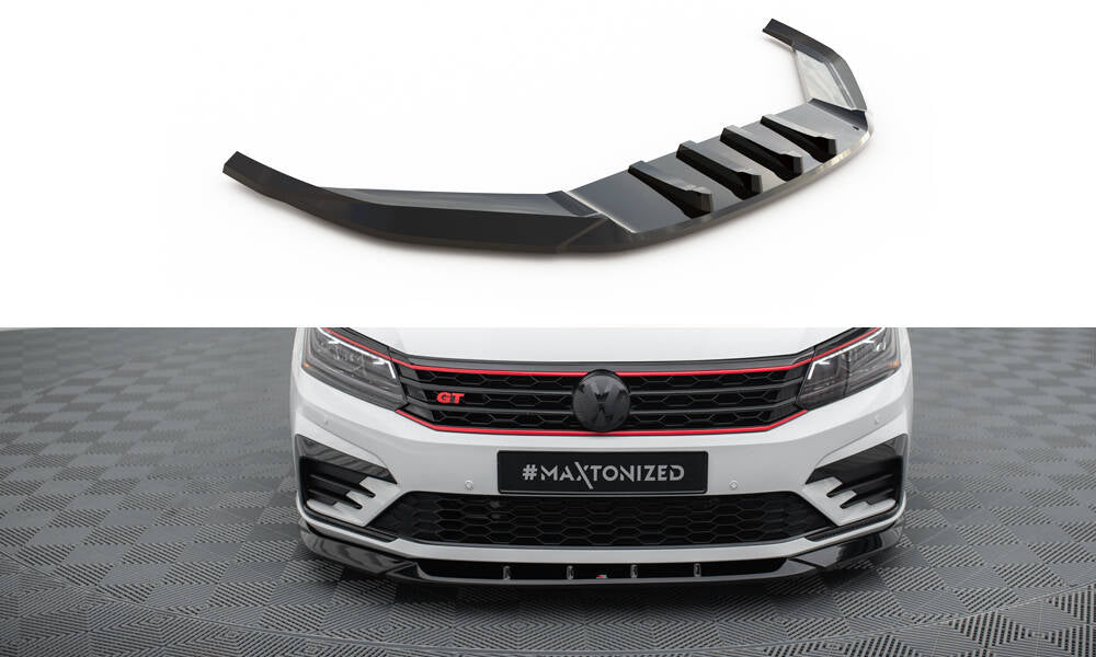 Street+ Spoilerlippe Front Ansatz V.2 passend für VW Passat GT B8 Facelift USA schwarz Hochglanz – Ansicht 2