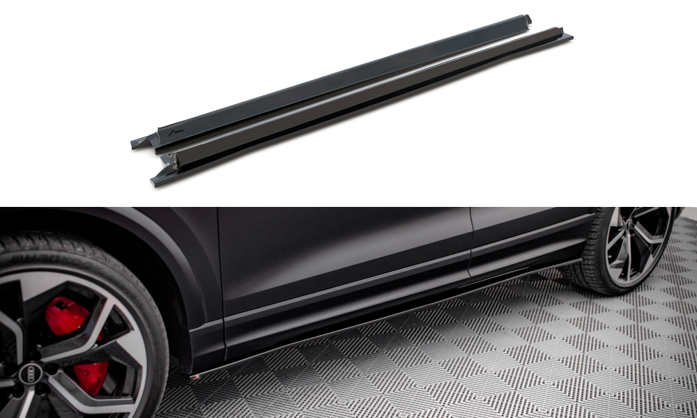 Street+ Seitenschweller Leisten passend für Audi RSQ8 Mk1 schwarz Hochglanz – Ansicht 2