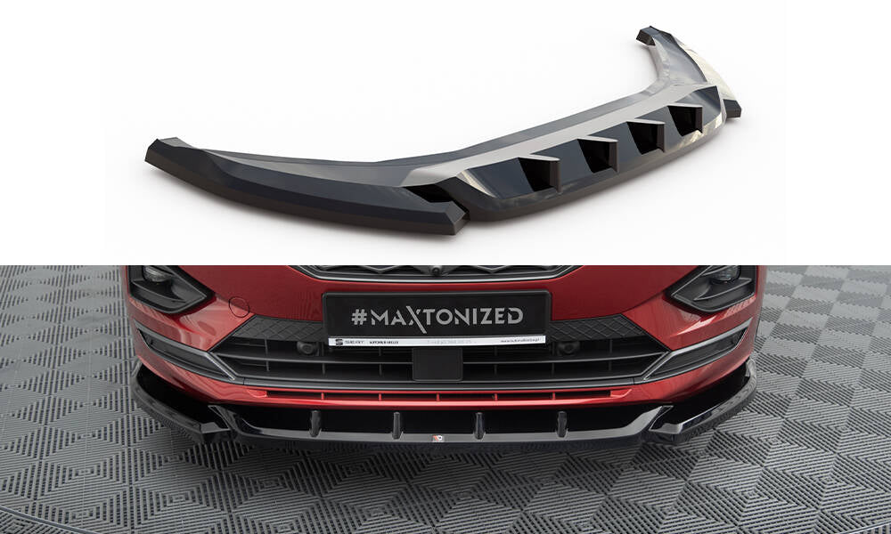 Street+ Spoilerlippe Front Ansatz V.1 passend für Seat Tarraco FR Mk1 schwarz Hochglanz – Ansicht 2