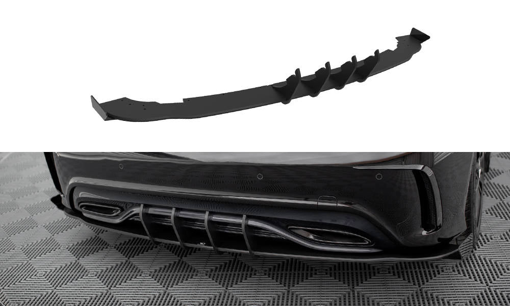 Street Pro Heck Ansatz Flaps Diffusor + Flaps passend für Mercedes-Benz A AMG-Line W176 Facelift schwarz Hochglanz – Ansicht 2