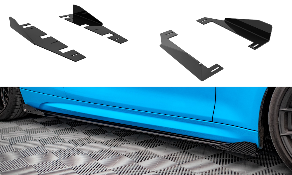 Seitenschweller Flaps passend für BMW M2 F87 schwarz Hochglanz – Ansicht 2