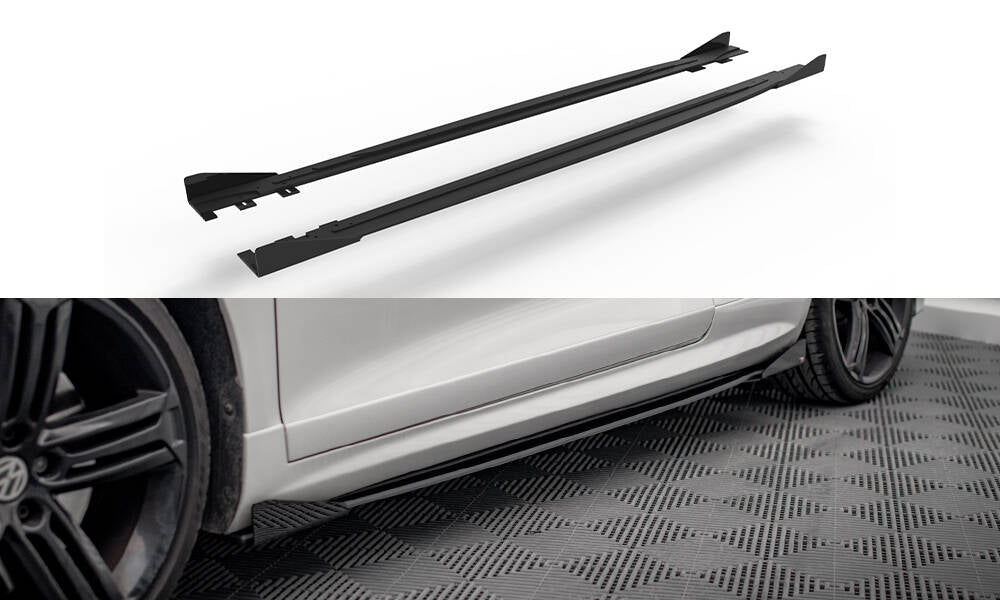 Street Pro Street+ Seitenschweller Leisten + Flaps passend für VW Scirocco R Mk3 / Mk3 Facelift schwarz Hochglanz – Ansicht 2
