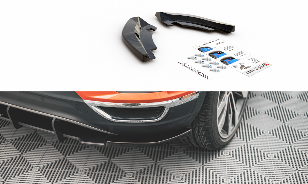 Heck Ansatz Flaps Diffusor passend für VW T-Roc Mk1 schwarz Hochglanz – Ansicht 2