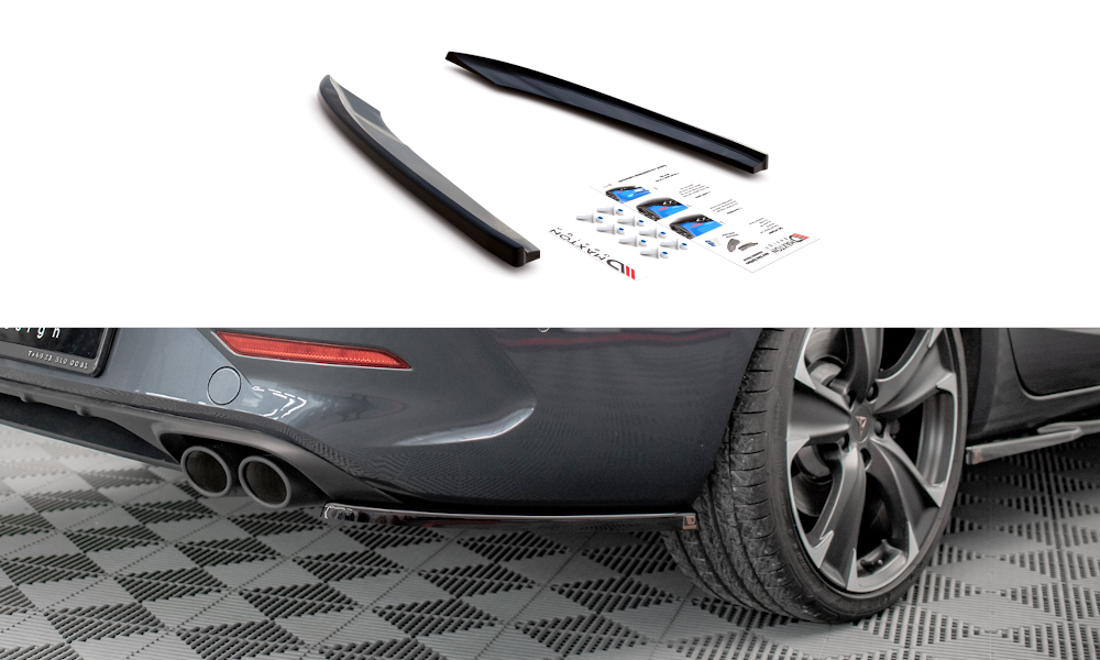 Heck Ansatz Flaps Diffusor V.1 passend für Cupra Leon ST Mk1 Facelift schwarz Hochglanz – Ansicht 2