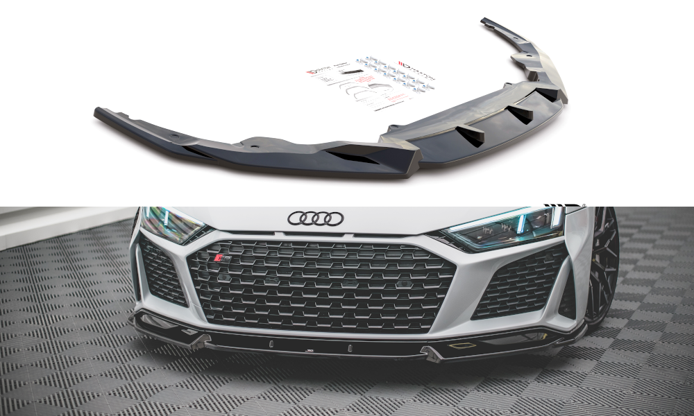 Street+ Spoilerlippe Front Ansatz V.1 passend für Audi R8 Mk2 Facelift schwarz Hochglanz – Ansicht 2