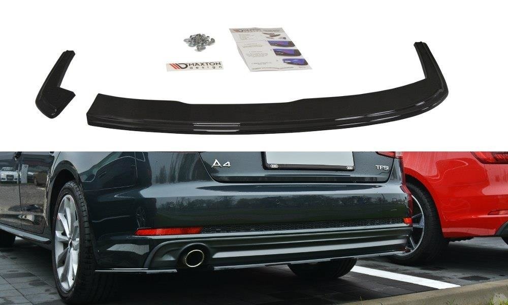 Heck Ansatz Flaps Diffusor passend für Audi A4 B9 S-Line schwarz Hochglanz – Ansicht 2