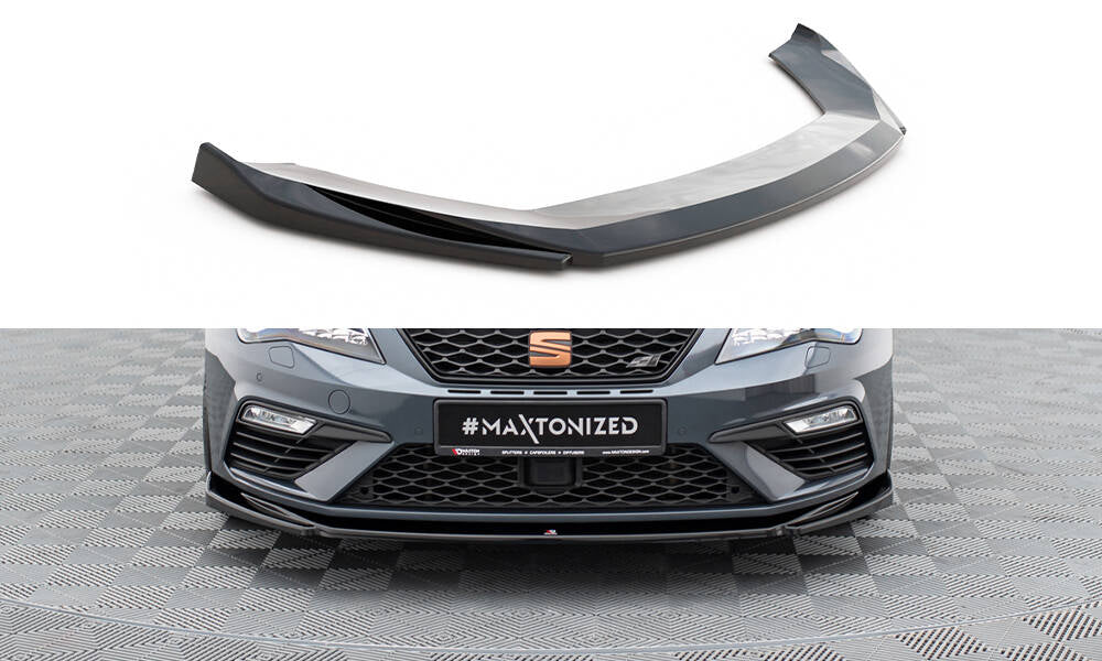 Street+ Spoilerlippe Front Ansatz V.5 passend für Seat Leon Cupra / FR Mk3 FL schwarz Hochglanz – Ansicht 2