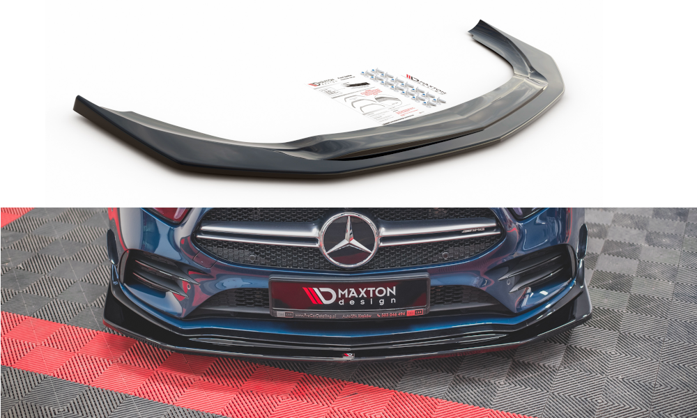 Street+ Spoilerlippe Front Ansatz V.3 passend für Mercedes A35 AMG Aero W177  schwarz Hochglanz – Ansicht 2