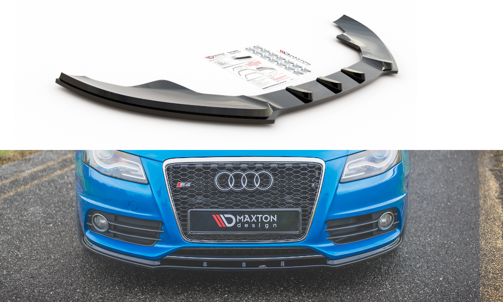 Street+ Spoilerlippe Front Ansatz V.1 passend für Audi S4 / A4 S-Line B8  schwarz Hochglanz – Ansicht 2