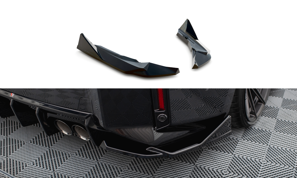 Heck Ansatz Flaps Diffusor V.4 passend für (Für heckansatz v.1) BMW M2 G87 schwarz Hochglanz – Ansicht 2