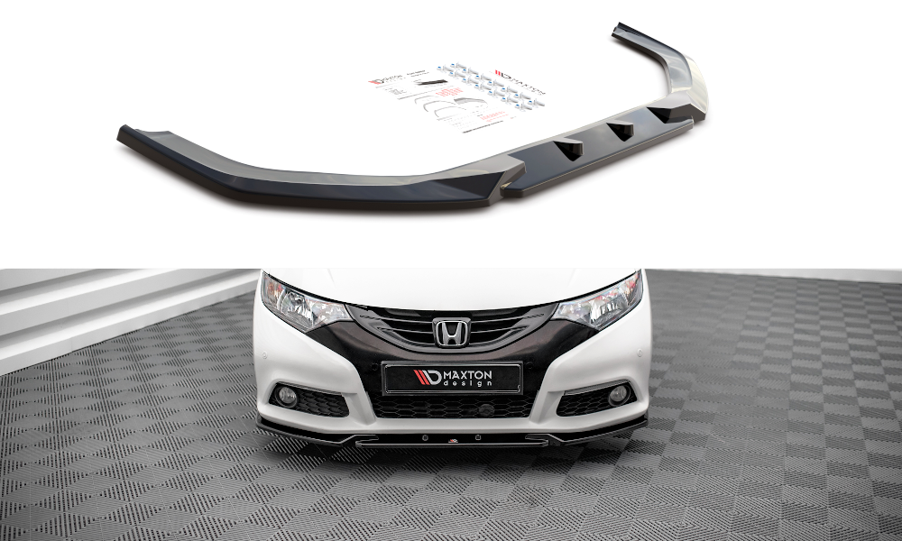 Street+ Spoilerlippe Front Ansatz V.2 passend für Honda Civic Mk9 schwarz Hochglanz – Ansicht 2