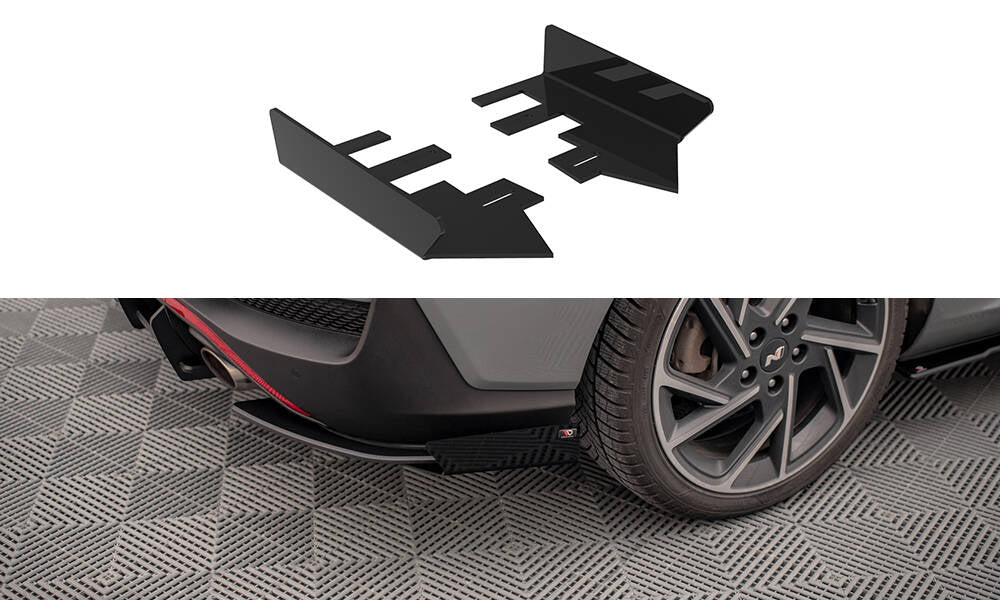 Hintere Seiten Flaps passend für Hyundai I30 Fastback N-Line Mk3 Facelift schwarz Hochglanz – Ansicht 2
