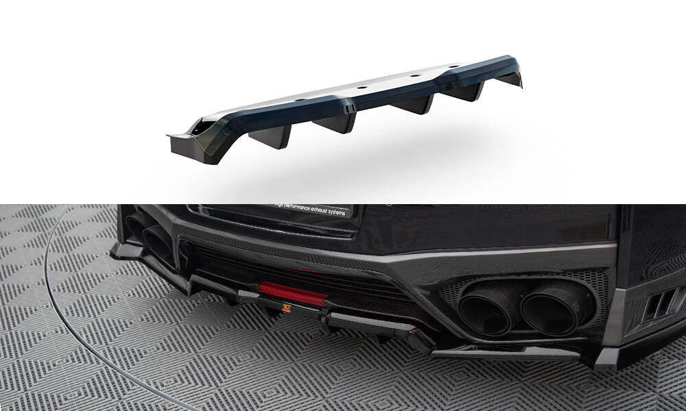 Street+ Mittlerer Diffusor RACE passend für Nissan GTR R35 Facelift schwarz Hochglanz – Ansicht 2