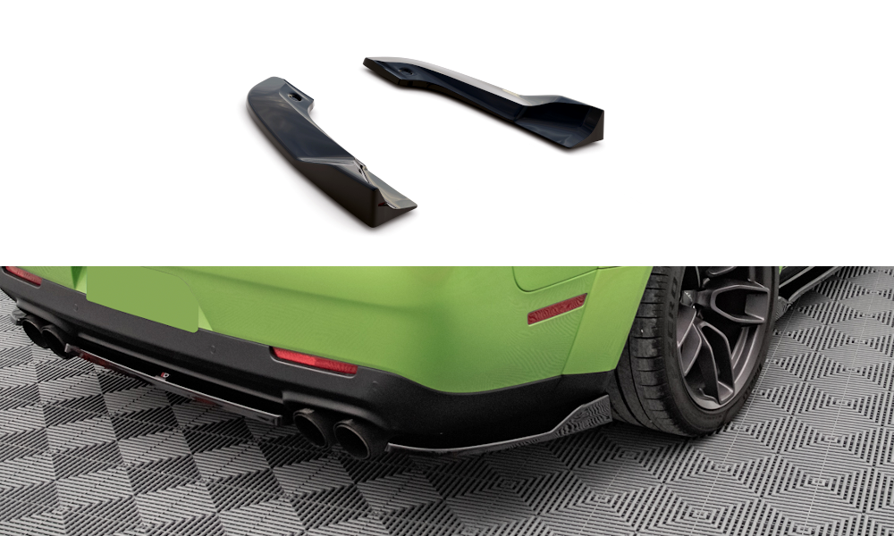Heck Ansatz Flaps Diffusor passend für Dodge Challenger SRT Hellcat Widebody Mk3 schwarz Hochglanz – Ansicht 2
