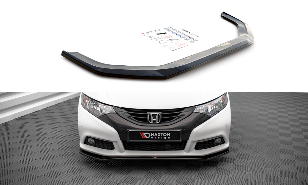 Street+ Spoilerlippe Front Ansatz V.1 passend für Honda Civic Mk9 schwarz Hochglanz – Ansicht 2