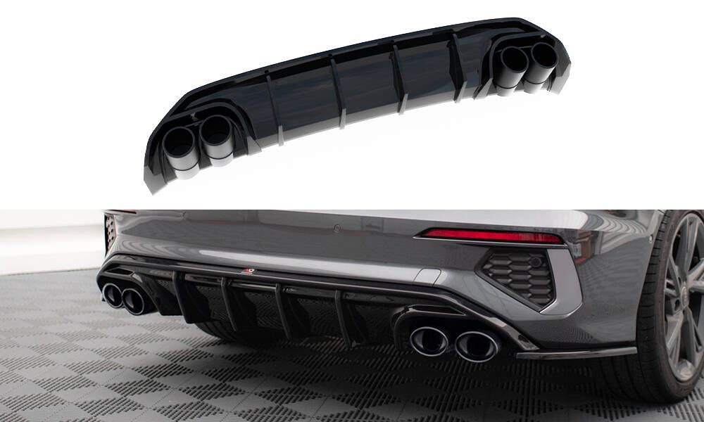 Diffusor Heck Ansatz + Endrohre für Audi A3 S-Line Limousine 8Y – Ansicht 1