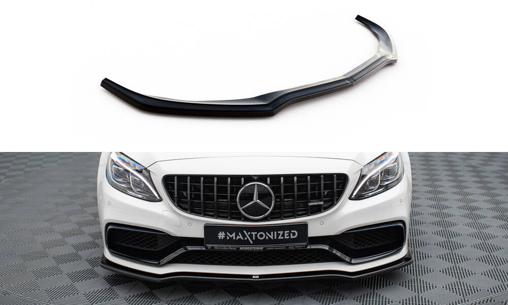 Street+ Spoilerlippe Front Ansatz V.1 passend für Mercedes-AMG C63 Limousine / Kombi W205 / S205 schwarz Hochglanz – Ansicht 2