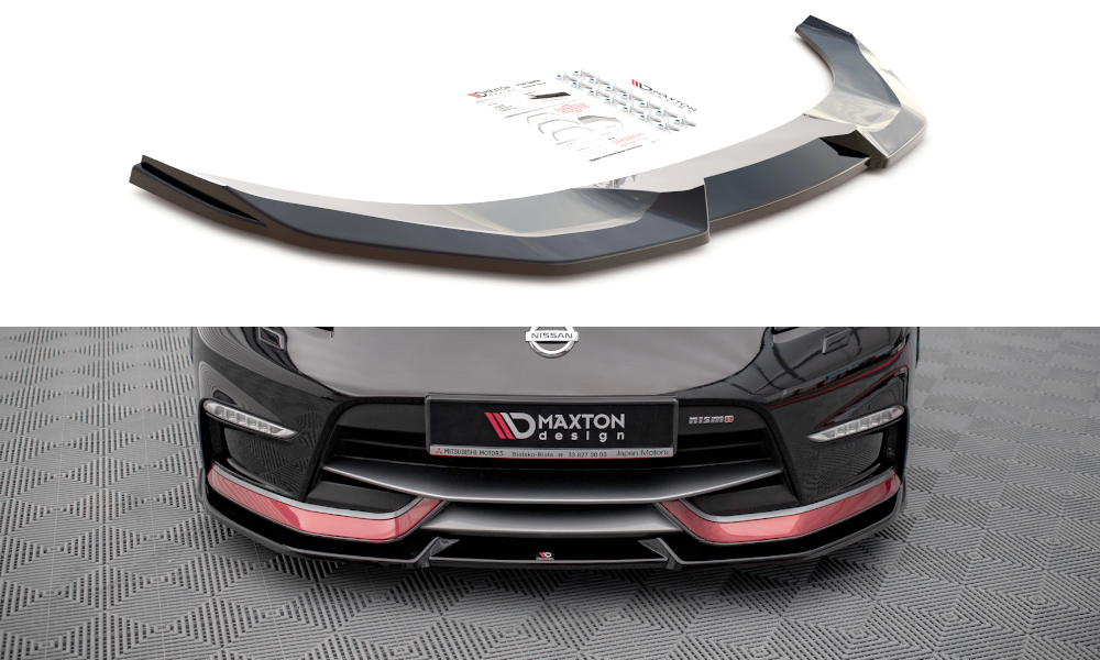 Street+ Spoilerlippe Front Ansatz V.2 passend für Nissan 370Z Nismo Facelift schwarz Hochglanz – Ansicht 2