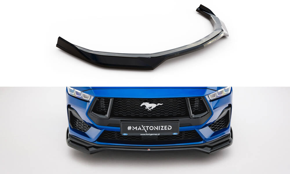 Street+ Spoilerlippe Front Ansatz V.1 passend für Ford Mustang GT Mk7 schwarz Hochglanz – Ansicht 2