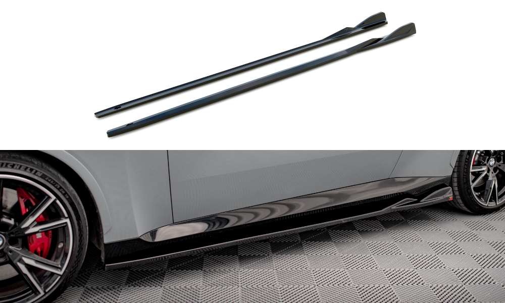 Street+ Seitenschweller Leisten passend für V.1 passend für BMW 2 Coupe M-Paket / M240i G42 schwarz Hochglanz – Ansicht 2