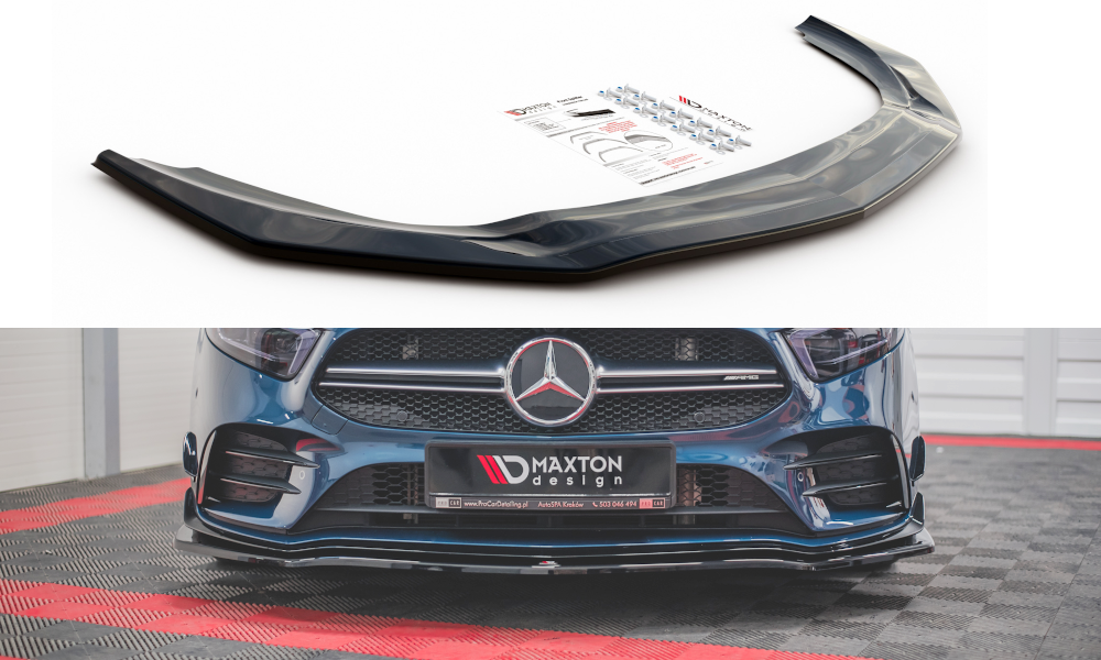 Street+ Spoilerlippe Front Ansatz V.1 passend für Mercedes A35 AMG Aero W177  schwarz Hochglanz – Ansicht 2