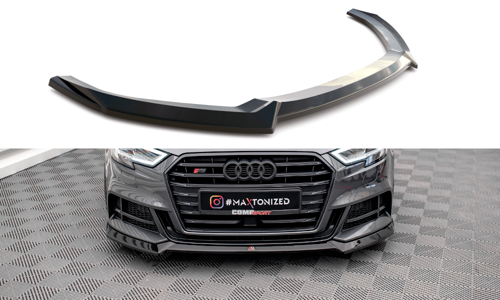 Street+ Spoilerlippe Front Ansatz V.3 passend für Audi S3 / A3 S-Line Sportback 8V Facelift schwarz Hochglanz – Ansicht 2