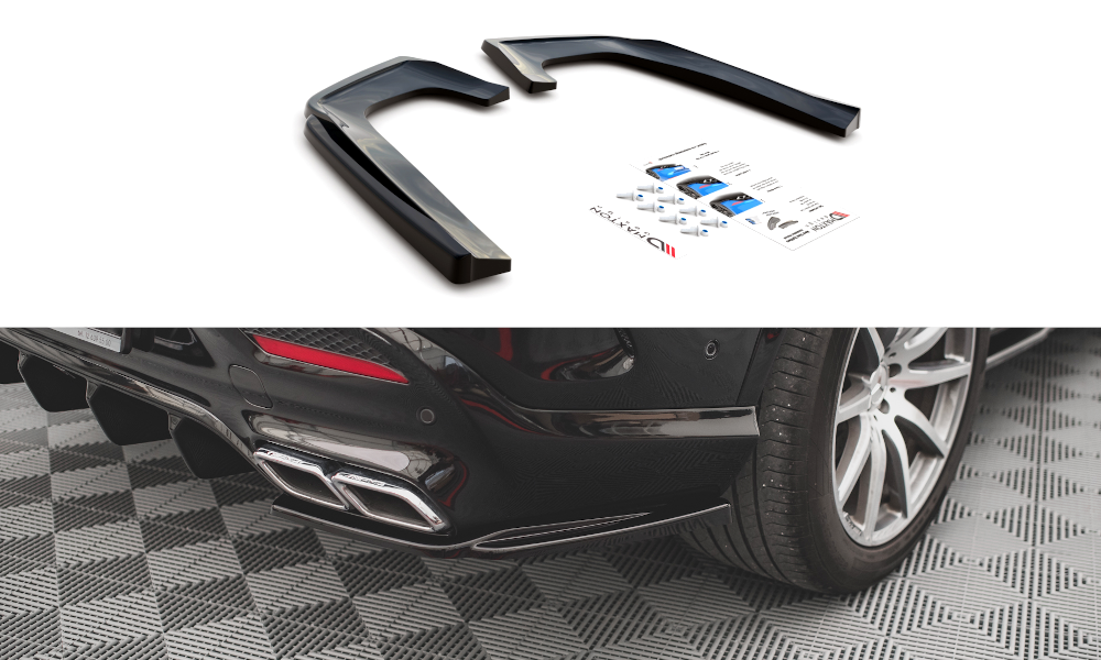 Heck Ansatz Flaps Diffusor V.1 passend für Mercedes-Benz GLE Coupe 63 AMG C292 schwarz Hochglanz – Ansicht 2