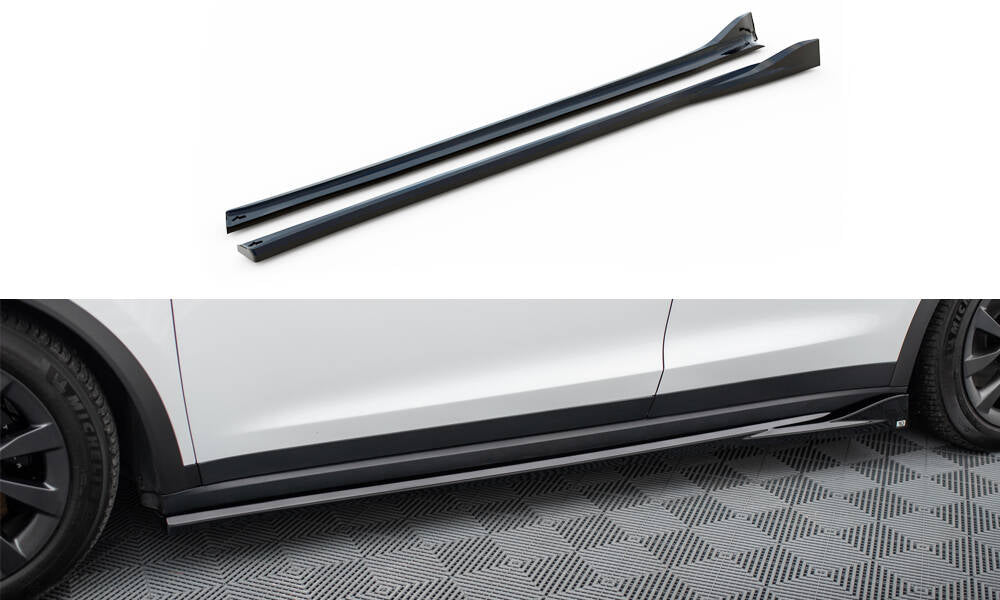 Street+ Seitenschweller Leisten passend für Tesla Model X Mk1 Facelift schwarz Hochglanz – Ansicht 2