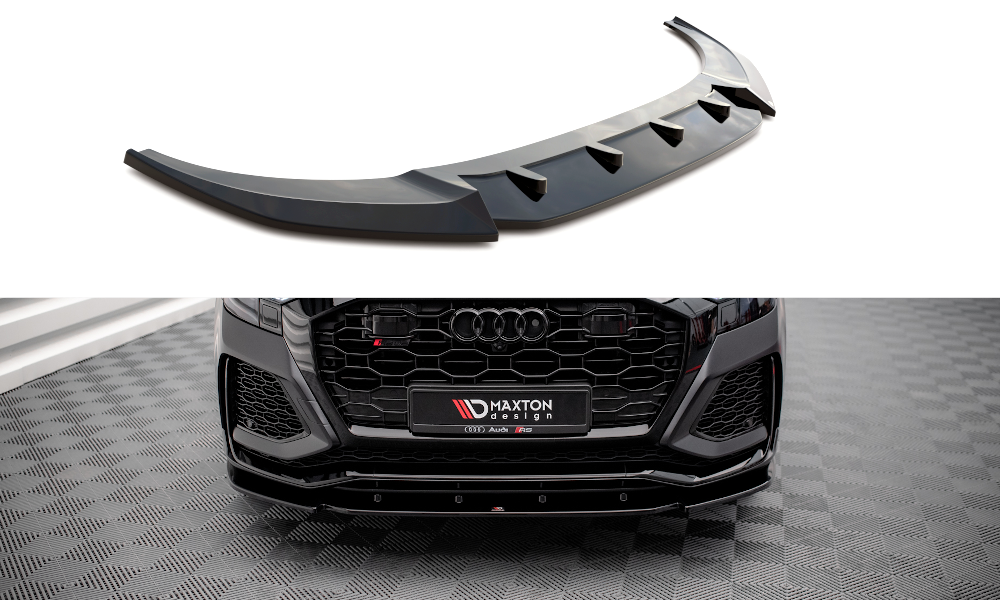 Street+ Spoilerlippe Front Ansatz V.1 passend für Audi RSQ8 Mk1 schwarz Hochglanz – Ansicht 2