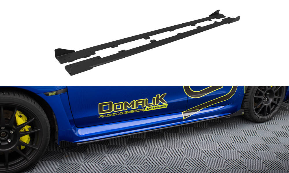 Street Pro Street+ Seitenschweller Leisten + Flaps passend für Subaru WRX STI Mk1 schwarz Hochglanz – Ansicht 2