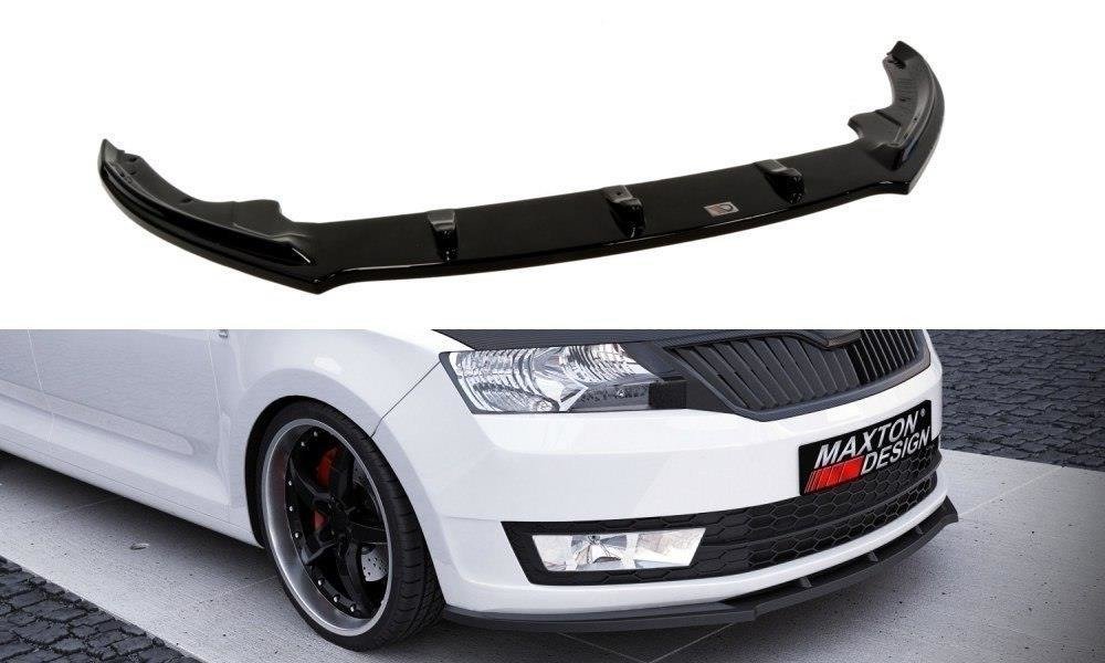 Street+ Spoilerlippe Front Ansatz V.1 passend für Skoda Rapid schwarz Hochglanz – Ansicht 2