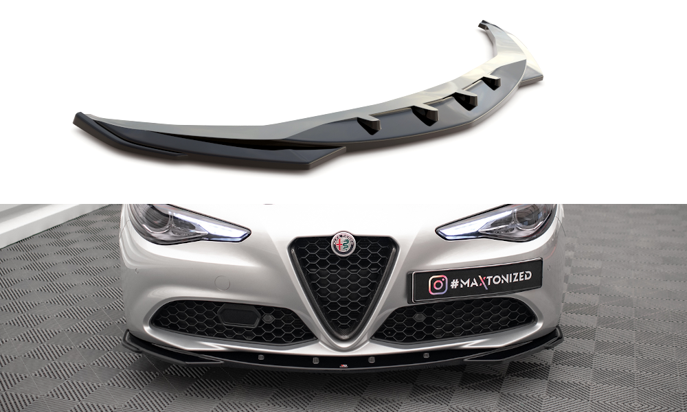 Street+ Spoilerlippe Front Ansatz V.2 passend für Alfa Romeo Giulia Sport schwarz Hochglanz – Ansicht 2