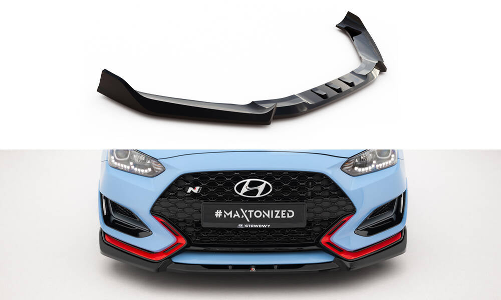 Street+ Spoilerlippe Front Ansatz V.2 passend für Hyundai Veloster N Mk2 schwarz Hochglanz – Ansicht 2