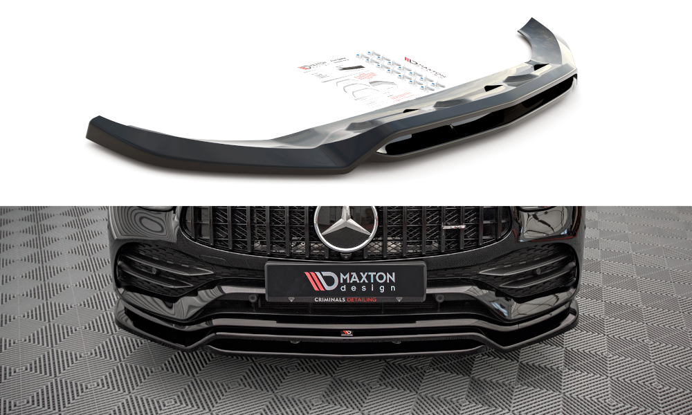 Street+ Spoilerlippe Front Ansatz passend für Mercedes-AMG GLC 43 / AMG-Line SUV X253 Facelift  schwarz Hochglanz – Ansicht 2
