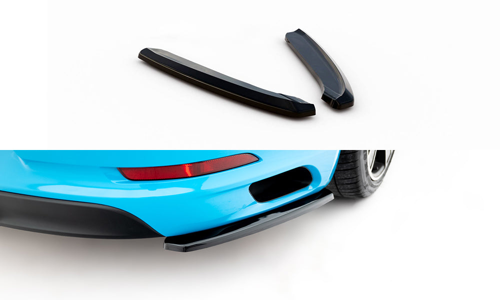 Heck Ansatz Flaps Diffusor passend für Porsche 911 Carrera 991 Facelift schwarz Hochglanz – Ansicht 2