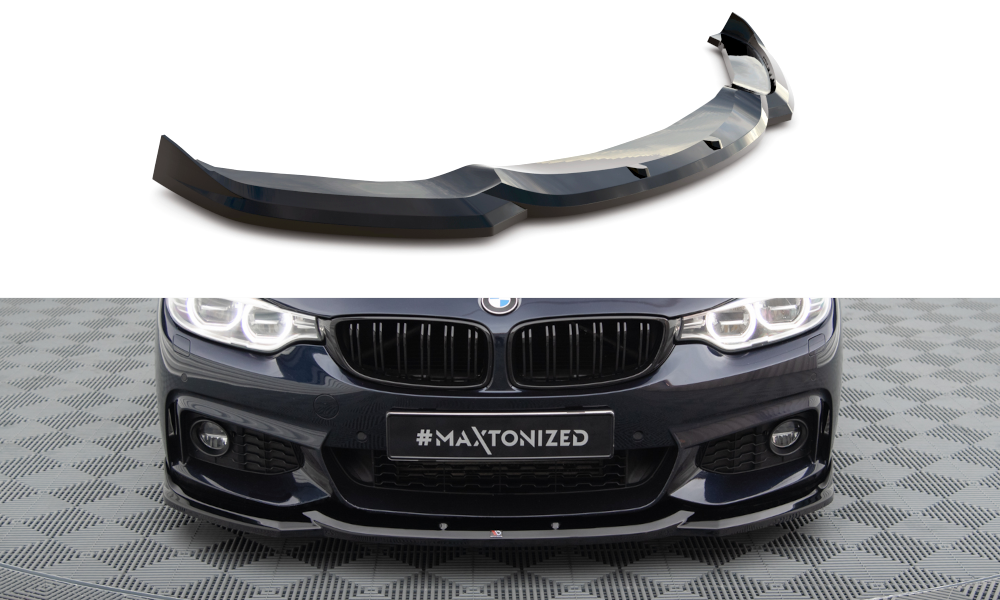 Street+ Spoilerlippe Front Ansatz V.6 passend für BMW 4er Coupe / Gran Coupe / Cabrio M-Paket F32 / F36 / F33 schwarz Hochglanz – Ansicht 2